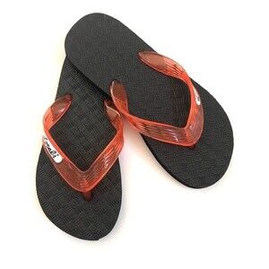 LOCALS Hawaiian Sandals Girls Size 8 Orange Black Flip Flops Beach Casual